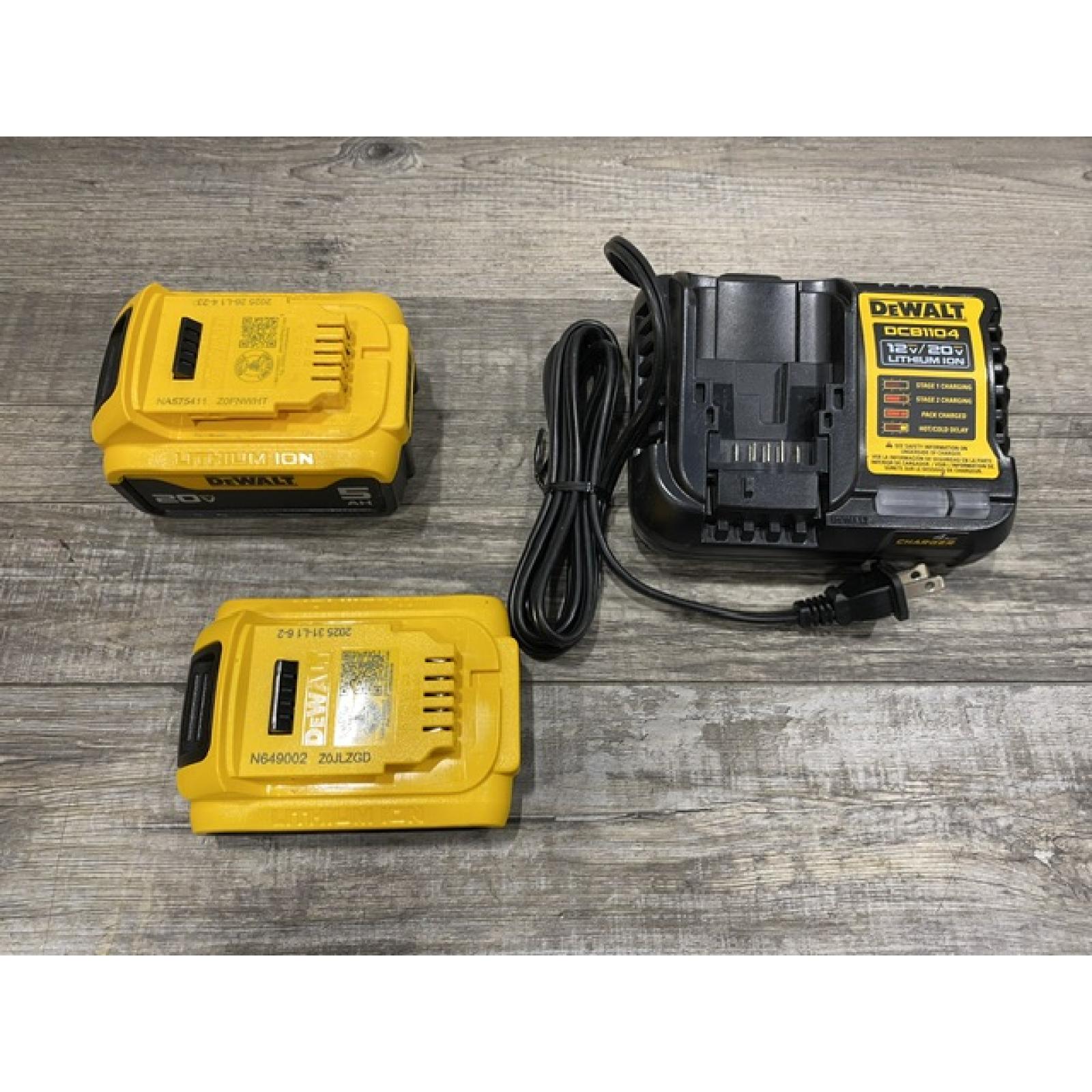 AS-IS DEWALT 20V MAX Lithium-Ion Battery Kit with 5.0Ah and 2.0Ah Battery and Charger