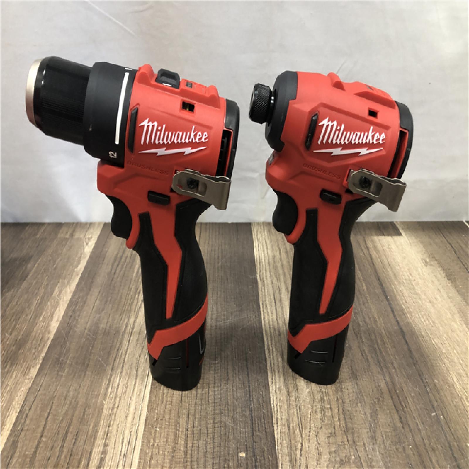 AS-IS Milwaukee 12-Volt Lithium-Ion Brushless Cordless Subcompact Drill and Impact Driver Combo Kit