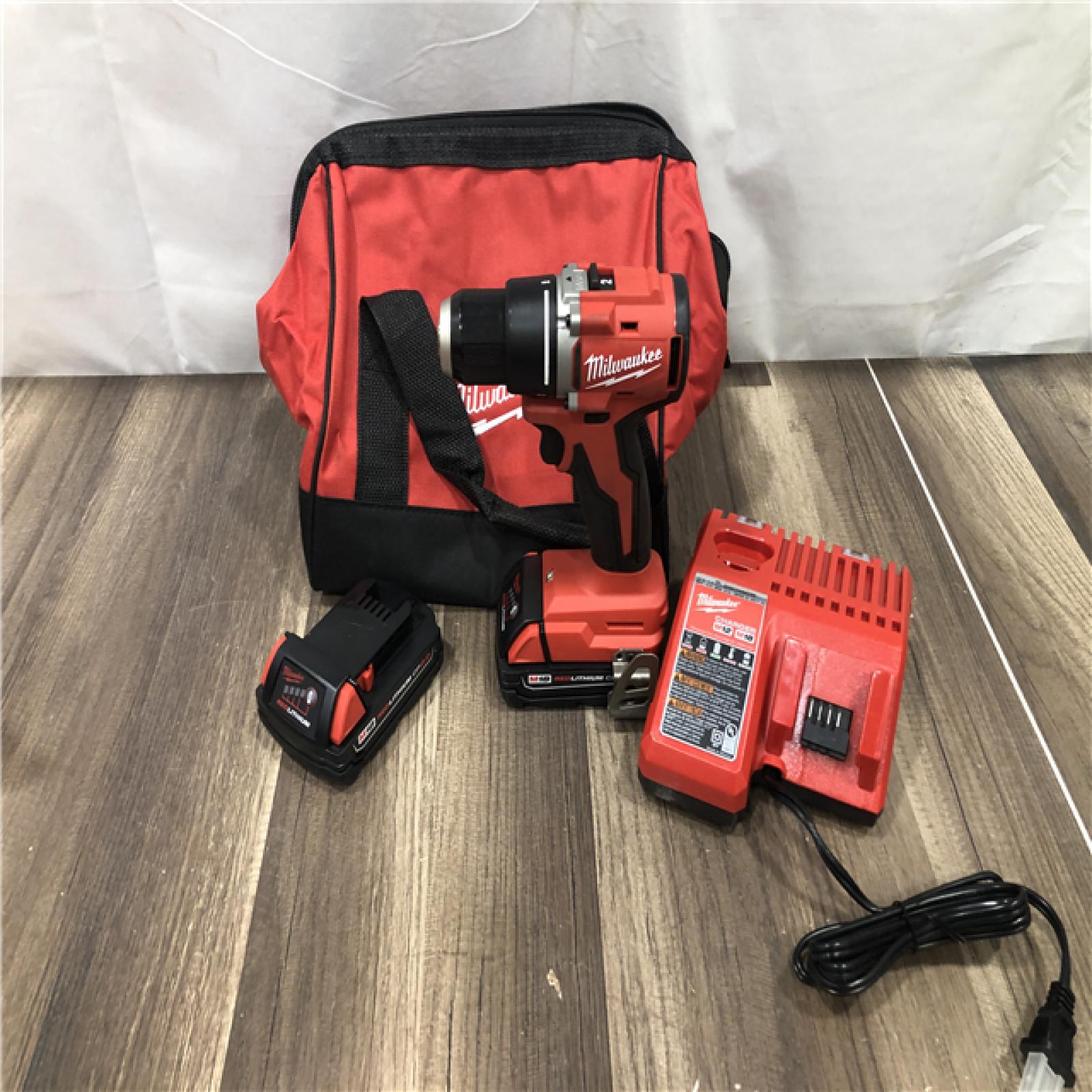 AS-IS Milwaukee 18V Lithium-Ion Brushless Cordless 1/2 in. Compact Drill/Driver Kit