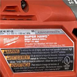 AS-IS Milwaukee FUEL 18V Lithium-Ion Brushless Cordless GEN 2 SUPER HAWG 7/16 in. Right Angle Drill (Tool-Only)