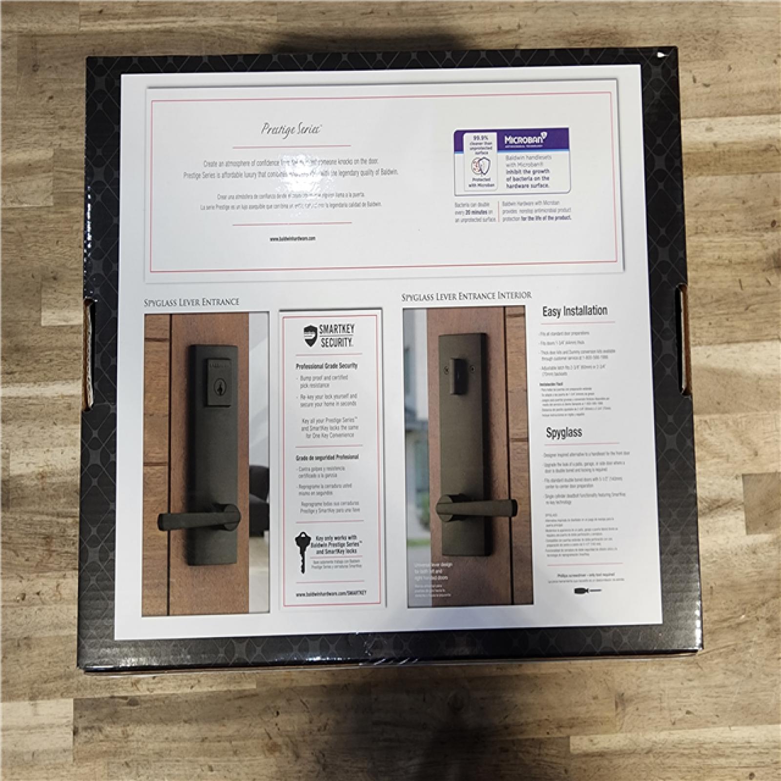 HOUSTON LOCATION - AS-IS BALDWIN SPYGLASS LEVER ENTRANCE MATTE BLACK FINISH