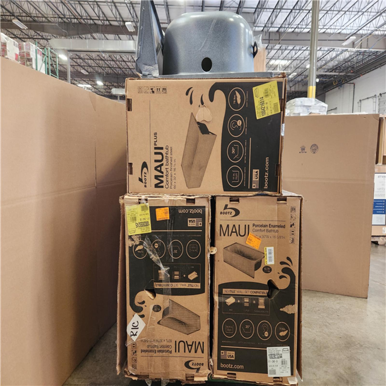 Phoenix AS-IS Bootz Industries Maui 60 in. x 30 in. Alcove Soaking Bathtub with Left Drain in White Pallet (4-Tubs)