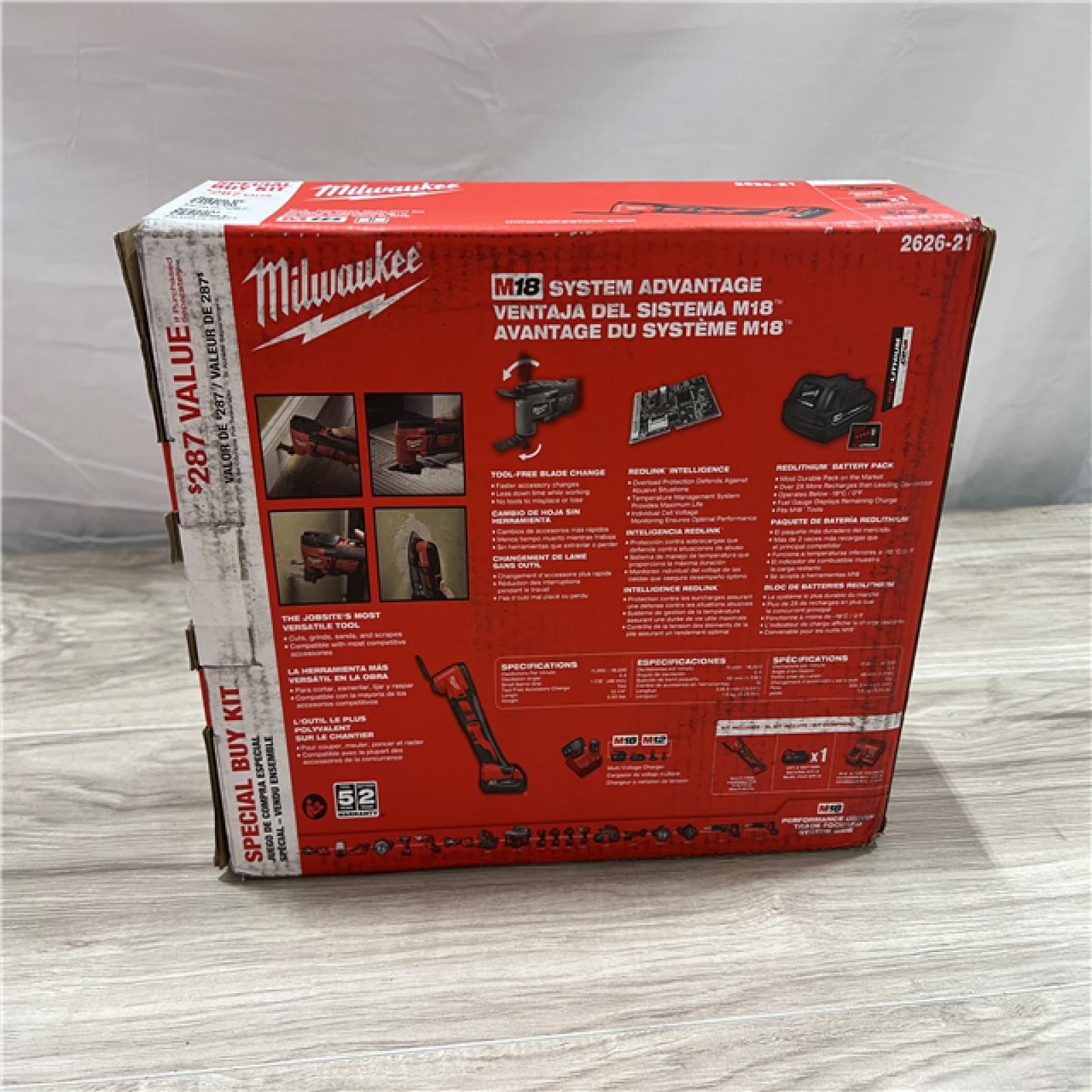 NEW Milwaukee 2626-21 M18 18V Cordless Oscillating Multi-Tool  Variable Speed  REDLITHIUM Battery Compatible  Fast Cutting  Sanding & Scraping Kit