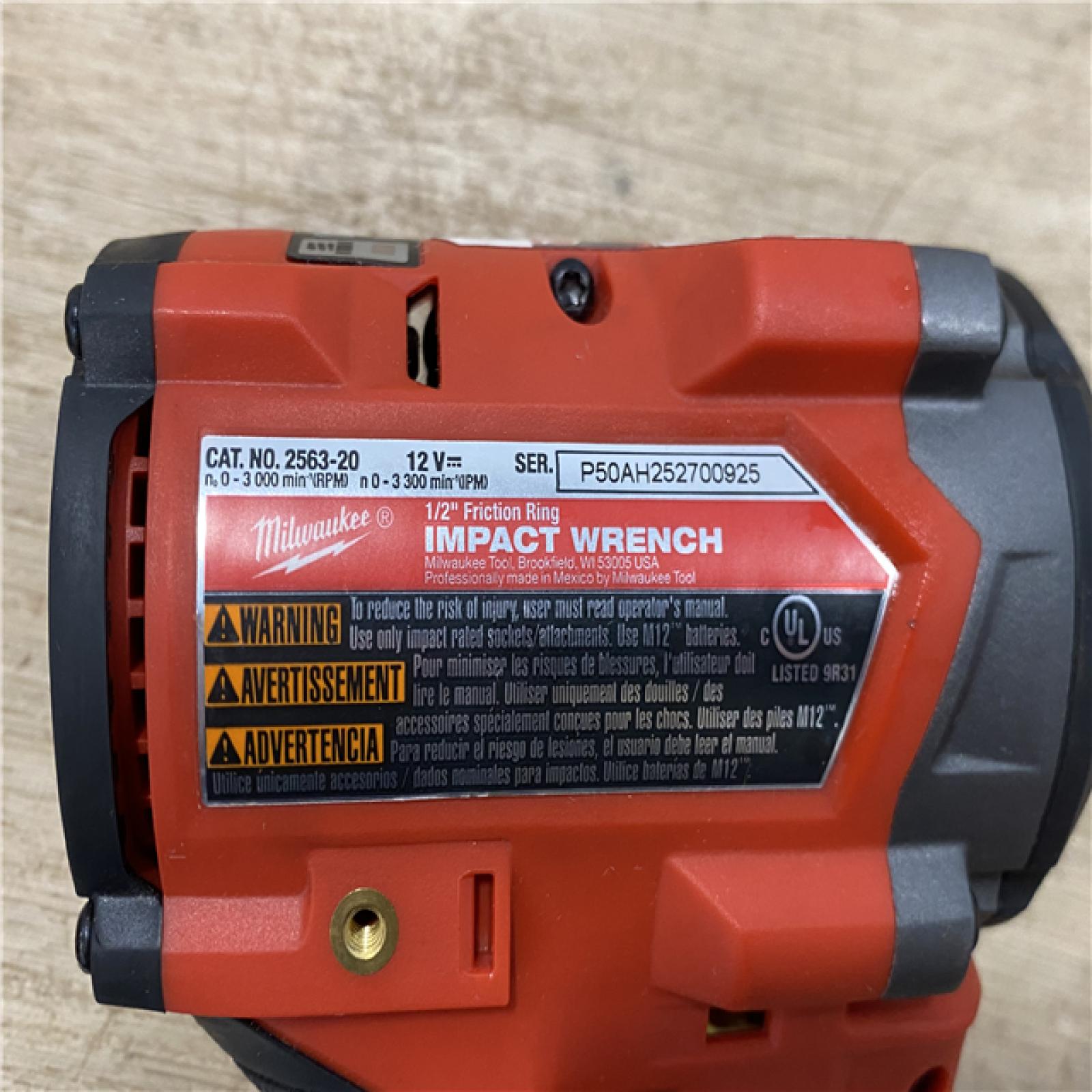 AS-IS Milwaukee FUEL 12V Lithium-Ion Brushless Cordless Stubby 1/2 in. Impact Wrench (Tool-Only)