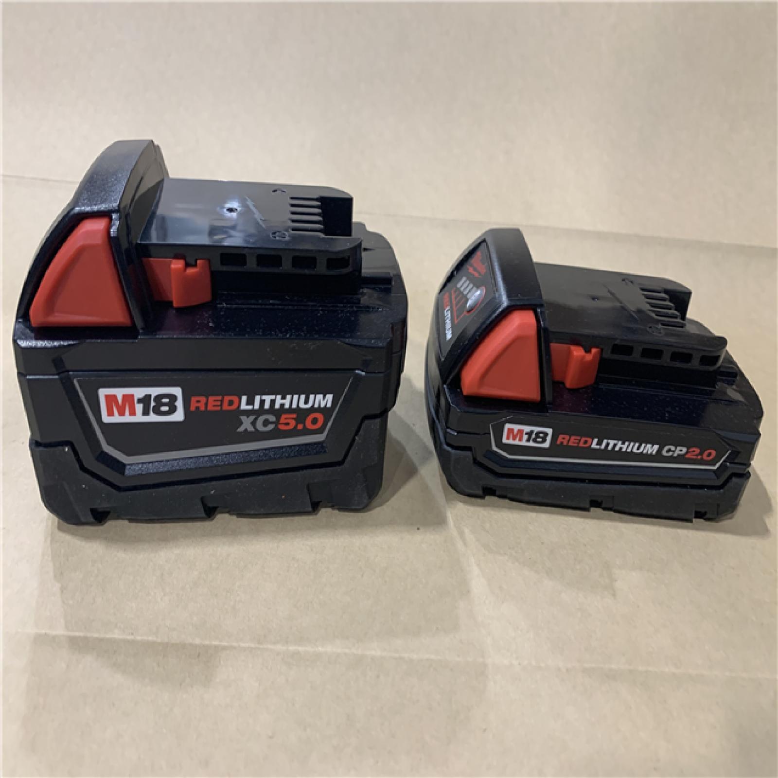 AS-IS Milwaukee M18 18-Volt Lithium-Ion Starter Kit with One 5.0 Ah and One 2.0 Ah Battery and Charger