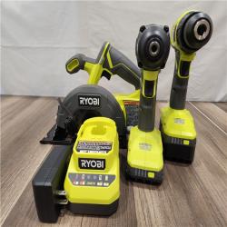 AS-IS- RYOBI ONE+ 18V Cordless 4-Tool Combo Kit with 1.5 Ah Battery  4.0 Ah Battery  and Charger
