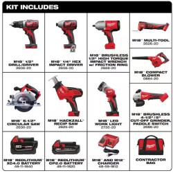 NEW! - Milwaukee M18 18-Volt Lithium-Ion Cordless Combo Kit 9-Tool with 2-Batteries  Charger and Tool Bag