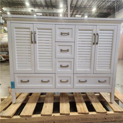 Phoenix AS-IS Home Decorators Collection Dennick 60 in. Double Sink White Bath Vanity with White Engineered Stone Top (Assembled)