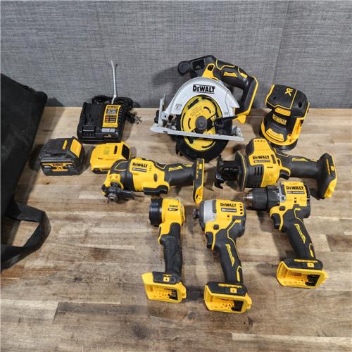 HOUSTON LOCATION - AS-IS DEWALT 7 TOOL COMBO KIT W/ (2) BATTERY & CHARGER