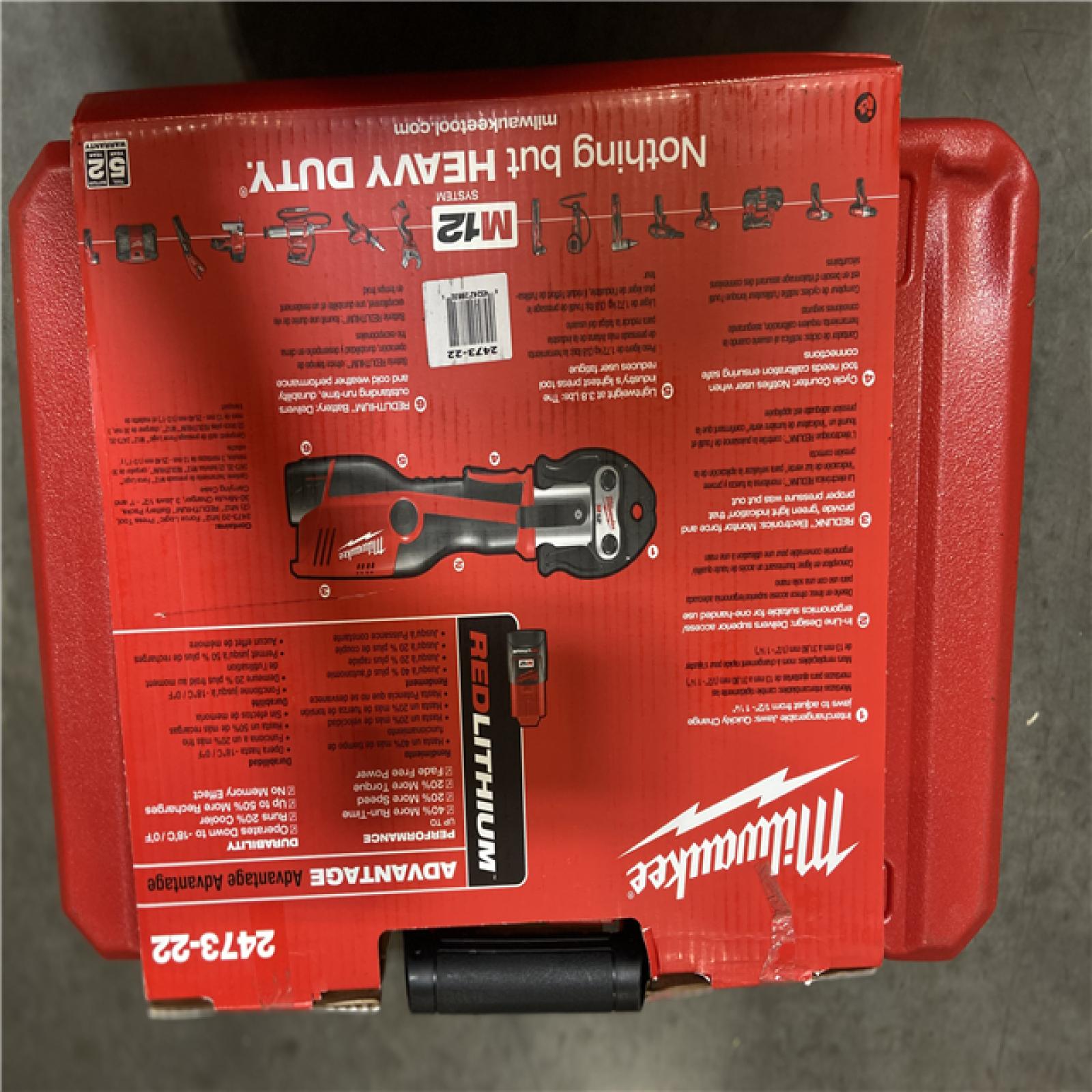 NEW! - Milwaukee M12 12-Volt Lithium-Ion Force Logic Cordless Press Tool Kit (3 Jaws Included) with Two 1.5 Ah Battery and Hard Case