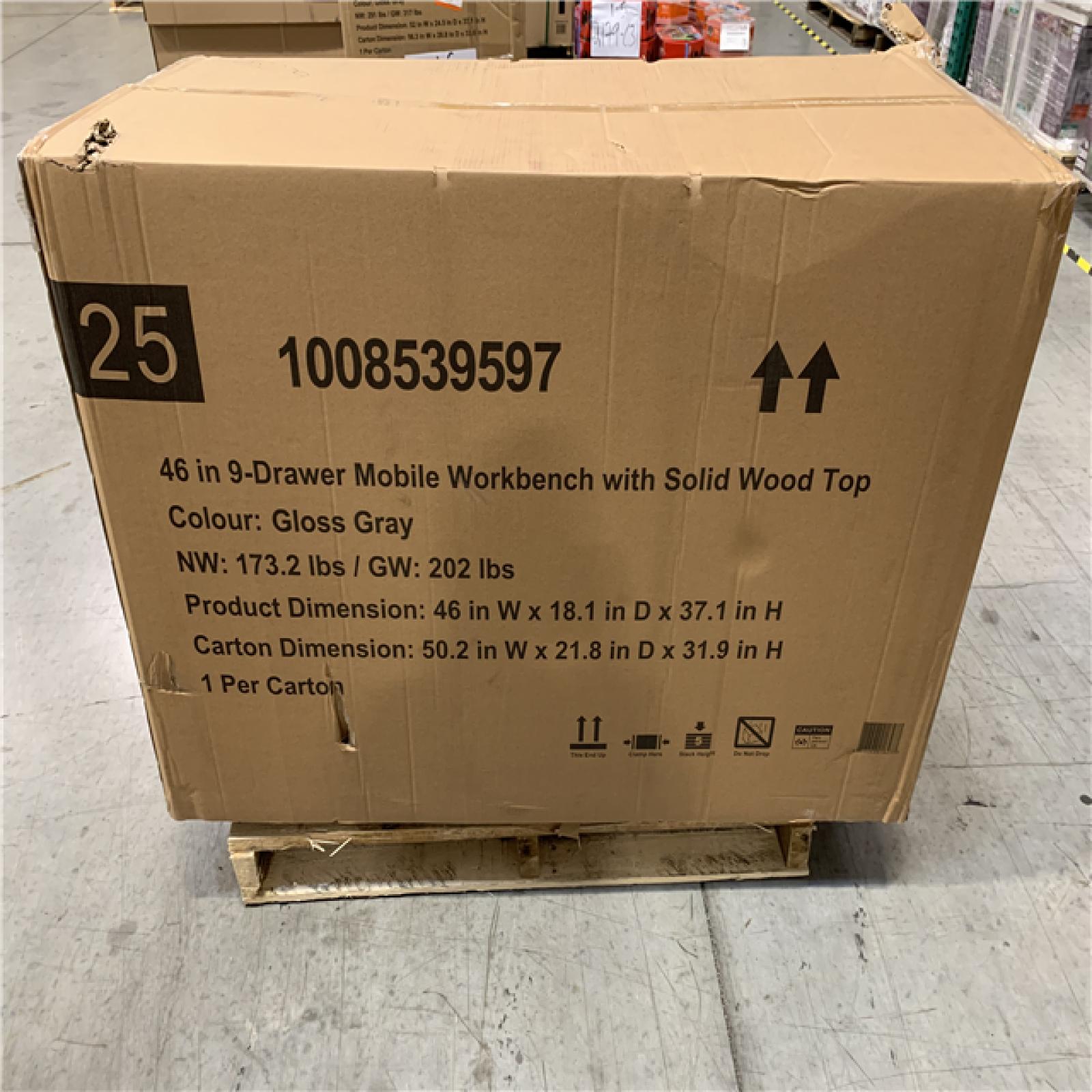 DALLAS LOCATION - HUSKY 46IN 9 DRAWER MOBILE WORKBENCH