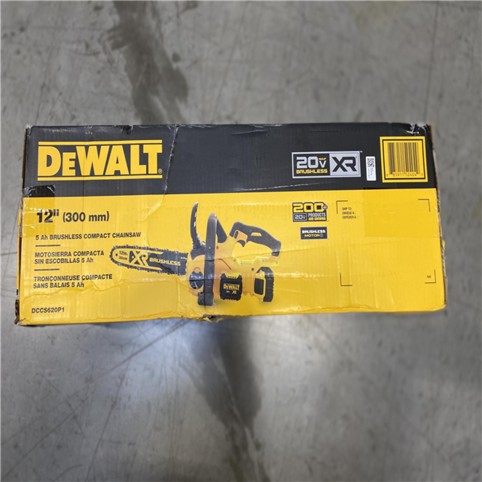 NEW! - DEWALT 20V MAX 12in. Brushless Cordless Battery Powered Chainsaw Kit with (1) 5 Ah Battery & Charger