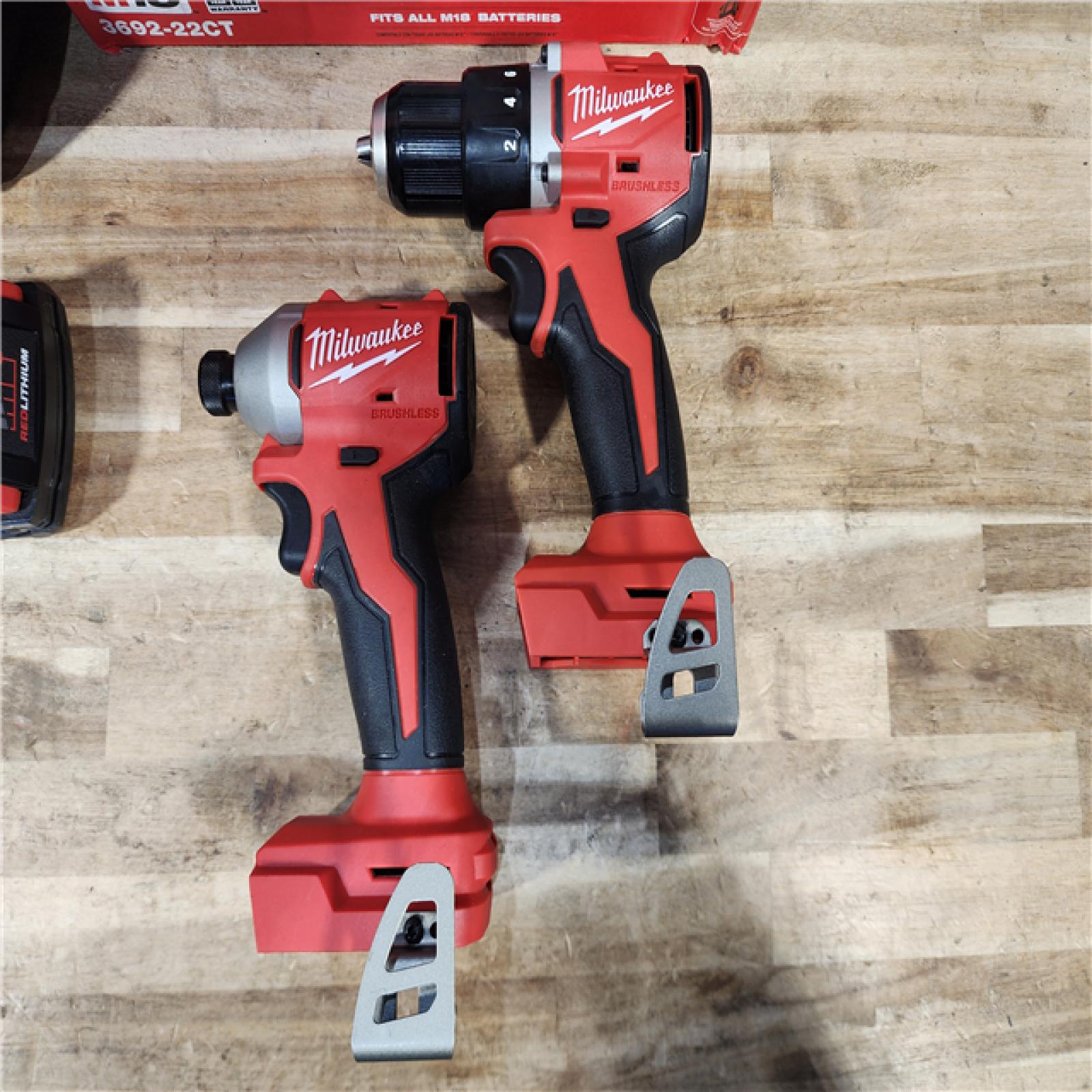 HOUSTON LOCATION - AS-IS Milwaukee 18V Lithium-Ion Brushless Cordless Compact Drill/Impact Combo Kit