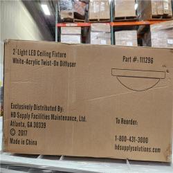 Phoenix Location 2-Light Ceiling Fixture White Acrylic Twist-On Diffuser (4-Per Box) Pallet (18 Boxes Total)