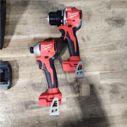 HOUSTON LOCATION - AS-IS Milwaukee M18 18V Lithium-Ion Brushless Cordless Compact Drill/Impact Combo Kit (2-Tool) W/(2) 2.0 Ah Batteries  Charger & Bag
