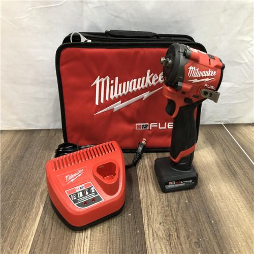 AS-IS Milwaukee FUEL 12V Li-Ion Brushless Cordless Stubby 3/8 in. Impact Wrench Kit