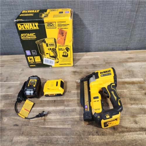 HOUSTON LOCATION - AS-IS DEWALT ATOMIC 20V MAX Lithium Ion Cordless 23 Gauge Pin Nailer Kit with 2.0Ah Battery and Charger