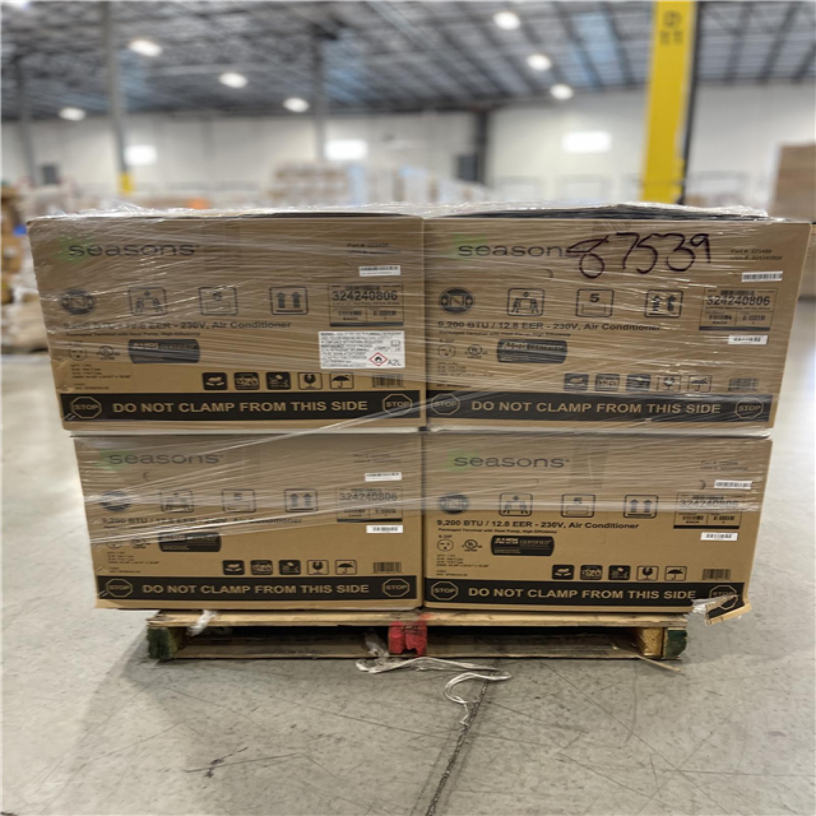 DALLAS LOCATION- Seasons 9200 BTU 230/208 V 20-Amp Heat Pump PTAC PALLET-(4 UNITS)