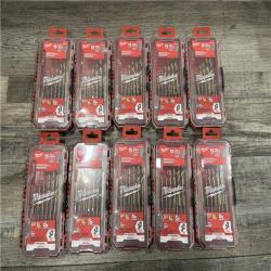 NEW - Milwaukee SHOCKWAVE (15-Piece) Impact Duty Titanium Drill Bit Set - (LOT OF 10)