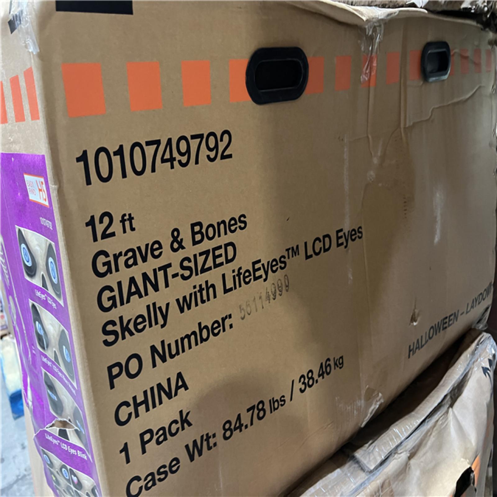 DALLAS LOCATION - AS-IS Home Accents Holiday 12 ft. Grave & Bones Giant-Sized Skelly with LifeEyes™ LCD Eyes H5