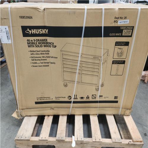 Phoenix NEW Husky Tool Storage 46 in. W x 18 in. D 9-Drawer Gloss White Mobile Workbench Cabinet