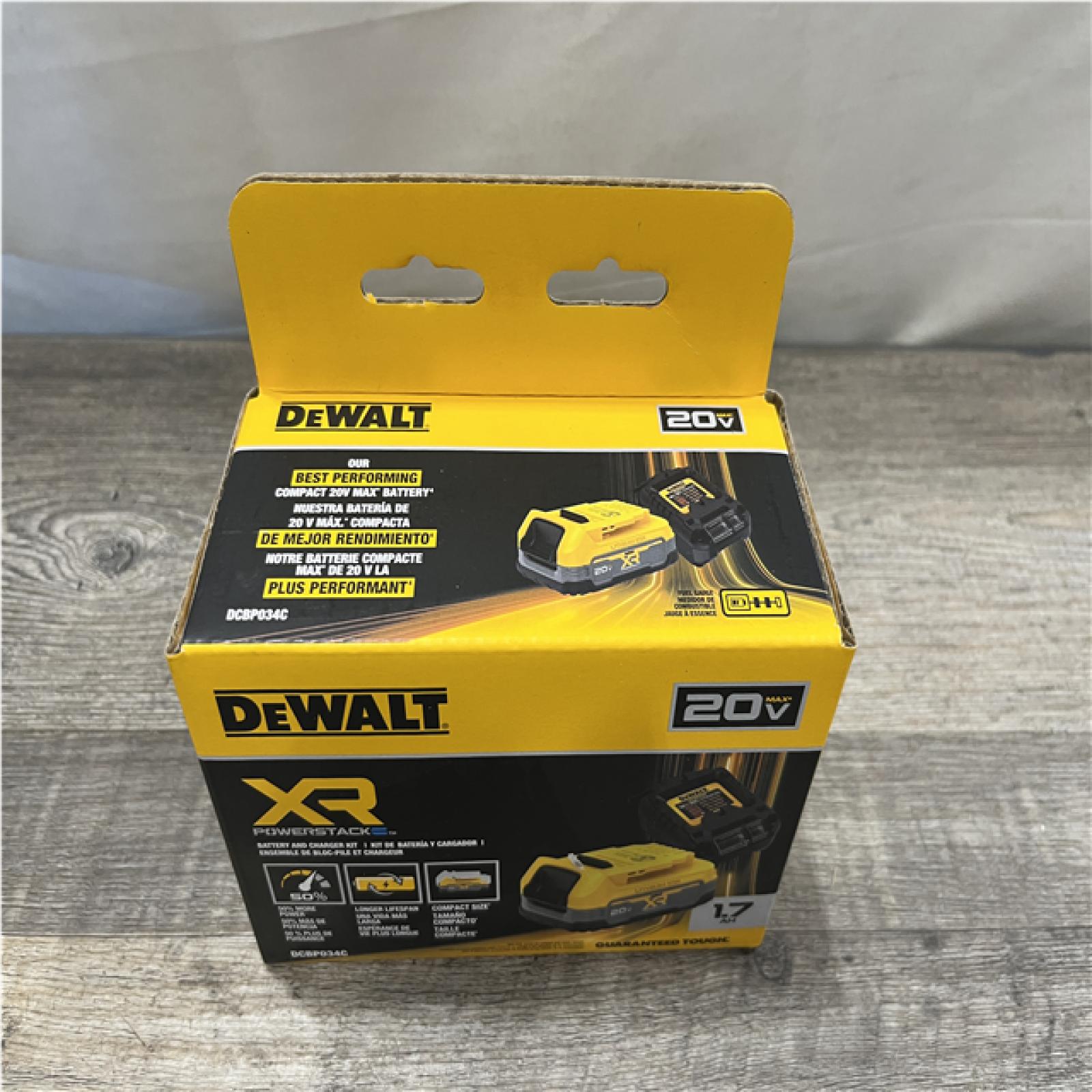 NEW - DEWALT 20V MAX XR POWERSTACK Lithium-Ion Battery Starter Kit with 1.7Ah Battery and Charger