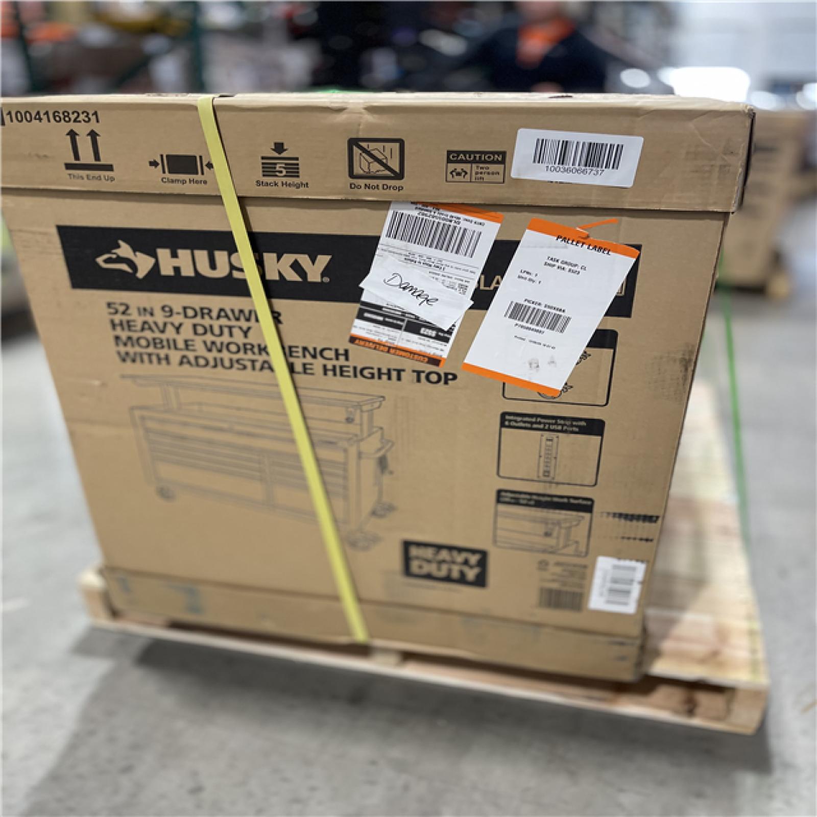 DALLAS LOCATION - Husky 52 in. W x 25 in. D Heavy Duty 9-Drawer Mobile Workbench Cabinet with Adjustable-Height Hardwood Top in Matte Black