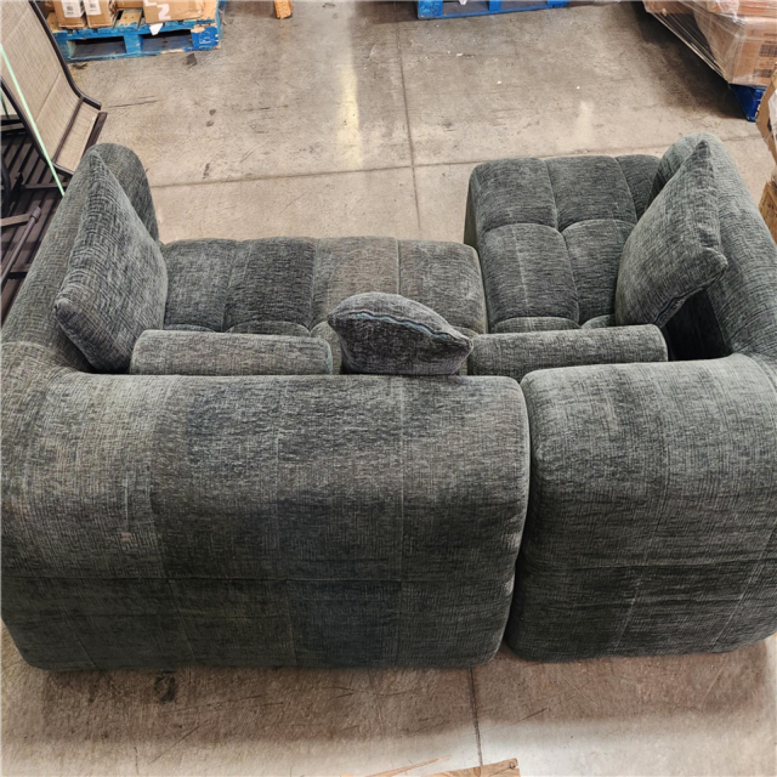 Phoenix AS-IS Nestfair 50.4 in. W Chenille Modular Couch Sectional Sofa in Green with 2-Side Pockets