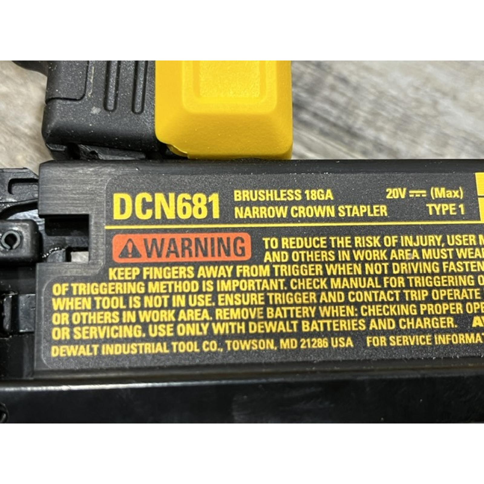 AS-IS DEWALT Cordless 18-Gauge Narrow Crown Stapler (Tool Only)