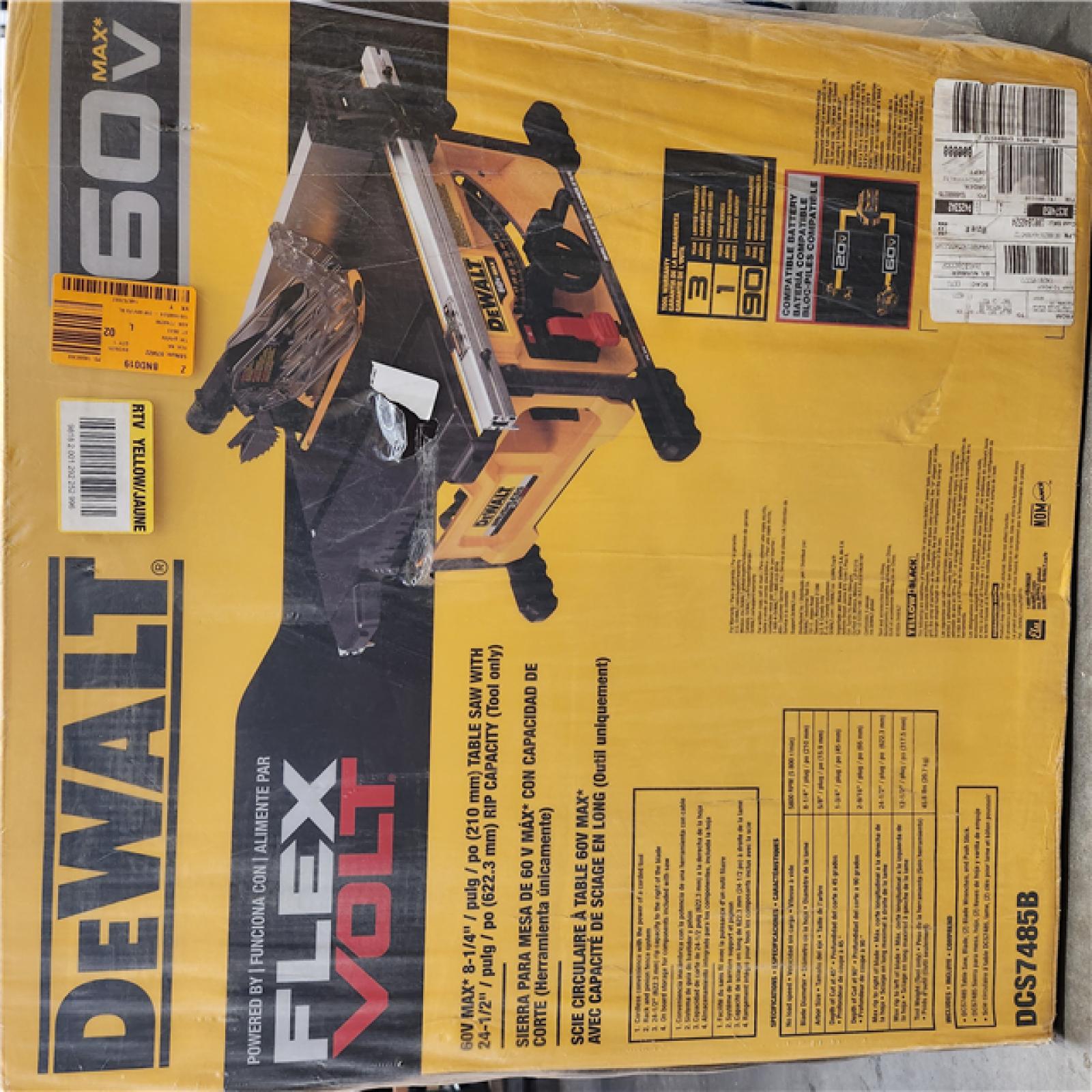 NEW- DeWALT FLEXVOLT 60-Volt 8-1/4-Inch Adjustable Table Saw - Bare Tool