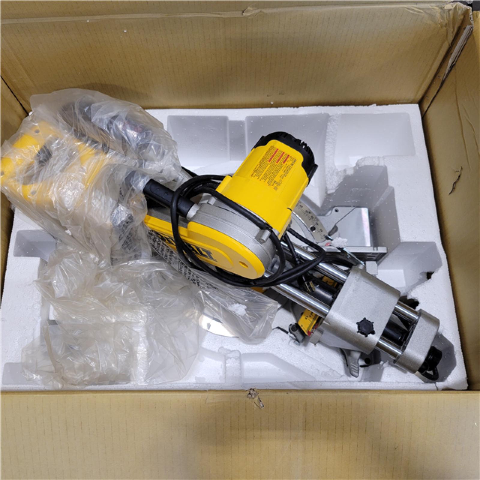 AS-IS DeWALT Camping Gear 12in Double Bevel Sliding Compound Miter Saw Yellow/Black
