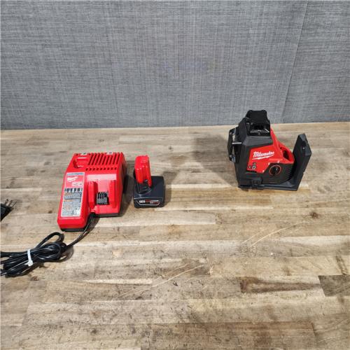 HOUSTON LOCATION - AS-IS Milwaukee-3632-21 M12 Green Beam Laser 360° 3-Plane Kit