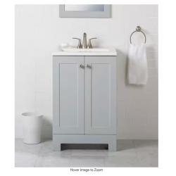 DALLAS LOCATION -  25 in. Single Sink Pearl Gray Bath Vanity with White Cultured Marble Top (Assembled) - 8 UNITS