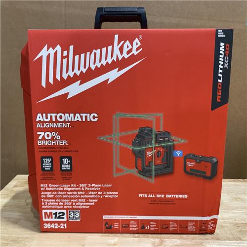 NEW! MILWAUKEE M12 12-Volt Lithium-ion Cordless 125 ft. Green 360° 3-Plane Laser Level