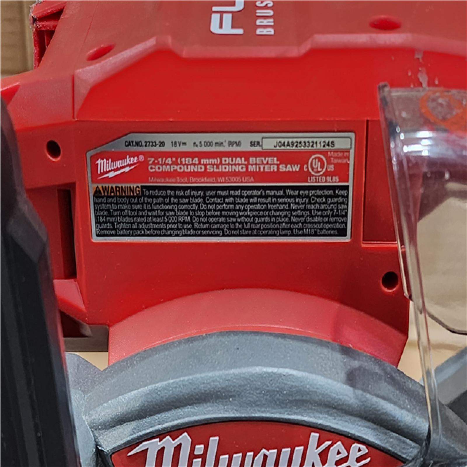 HOUSTON LOCATION - AS-IS Milwaukee 2733-20 M18 Fuel 7-1/4 Dual Bevel Sliding Compound Miter Saw (TOOL ONLY)