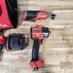 HOUSTON LOCATION - AS - IS Milwaukee FUEL 18V Cordless Mid Torque 1/2 in. Impact Wrench w/ M12 FUEL 3/8 in. Ratchet & Battery/Charger Combo Kit