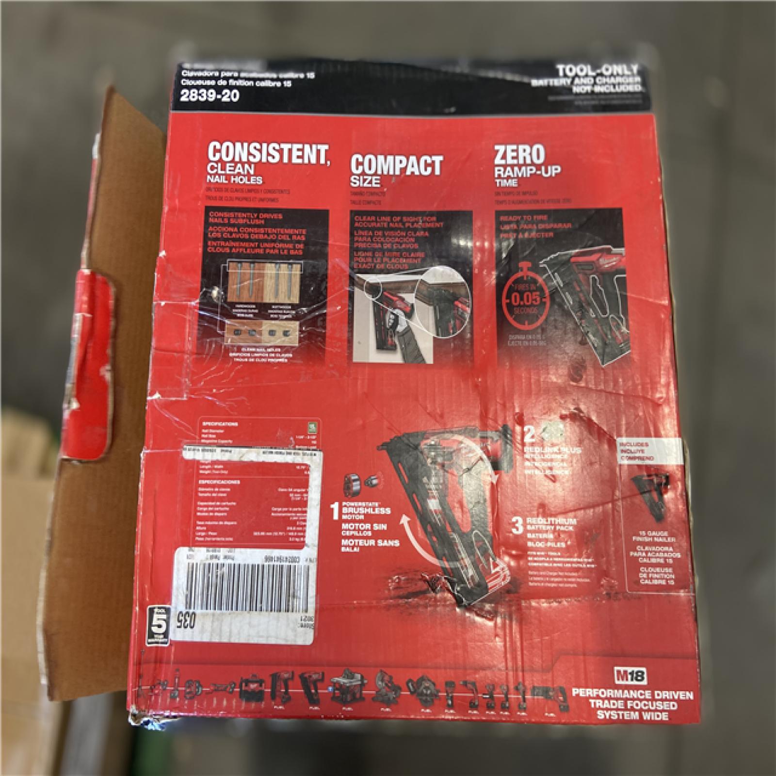 AS-IS - Milwaukee M18 FUEL 18-Volt Lithium-Ion Brushless Cordless Gen II 15-Gauge Angled Finish Nailer (Tool-Only)