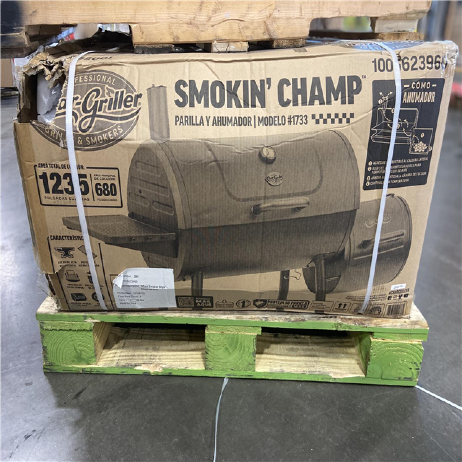 DALLAS LOCATION - Char-Griller Smokin' Champ Charcoal Grill Offset Smoker in Black
