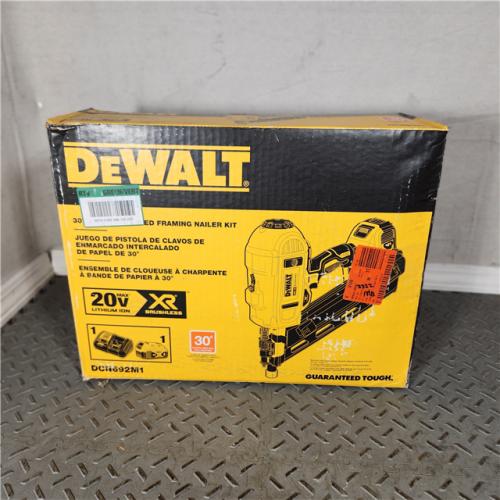 Houston Location - AS-IS Dewalt - DCN692M1 - Cordless Framing Nailer, Voltage 20.0 Li-Ion, Battery Included, Fastener Range 2 to 3-1/2 - Appears IN GOOD  Condition