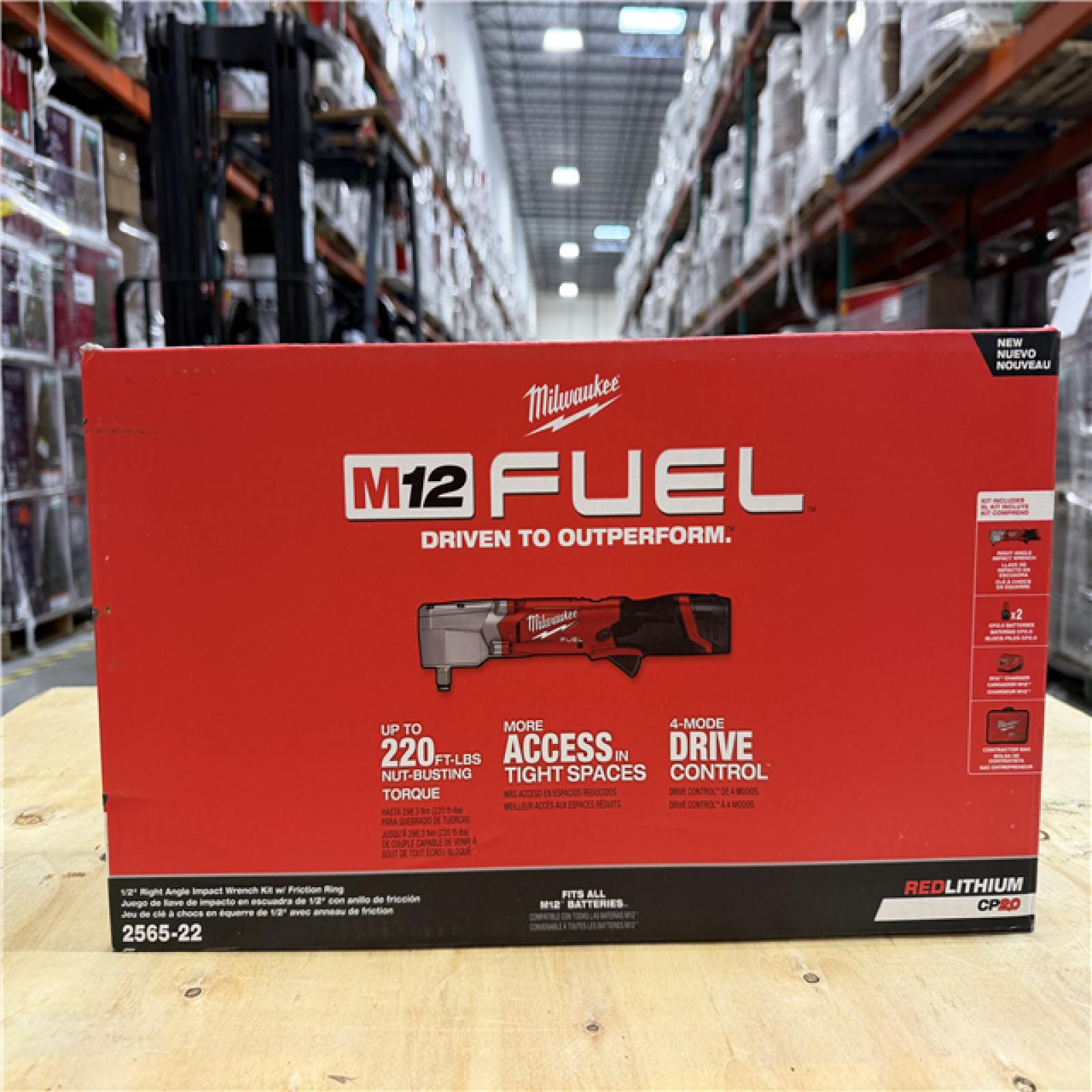 NEW! - Milwaukee M12 FUEL 12V Lithium-Ion Brushless Cordless 1/2 in. Right Angle Impact Wrench Kit with Two 2.0 Ah Batteries