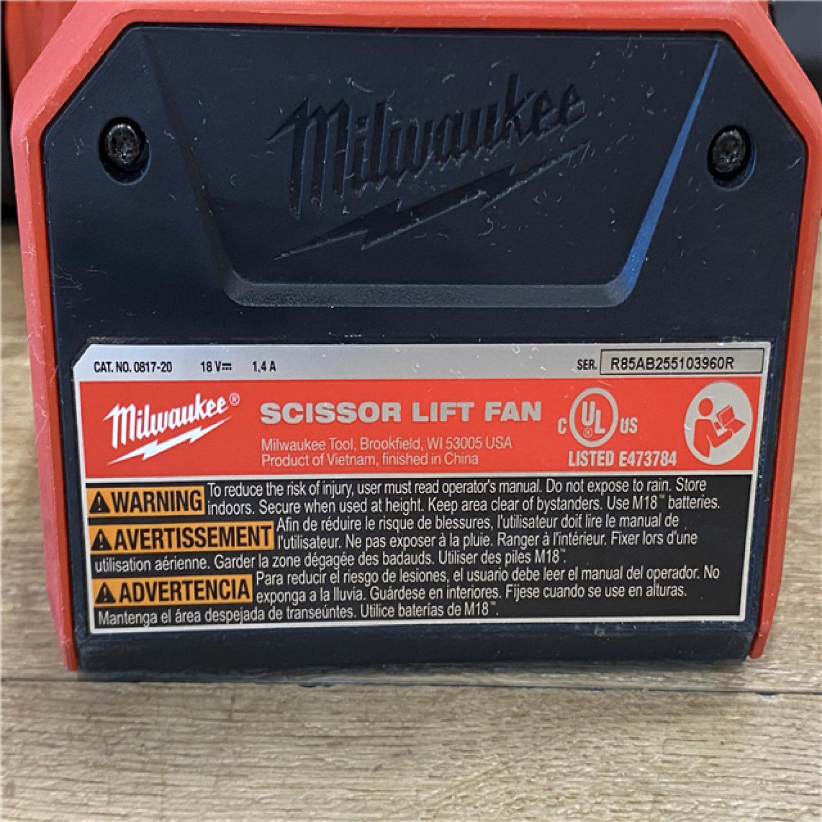 AS IS- MILWAUKEE 18-Volt Lithium-Ion Brushless Cordless Scissor Lift Fan (Tool-Only)