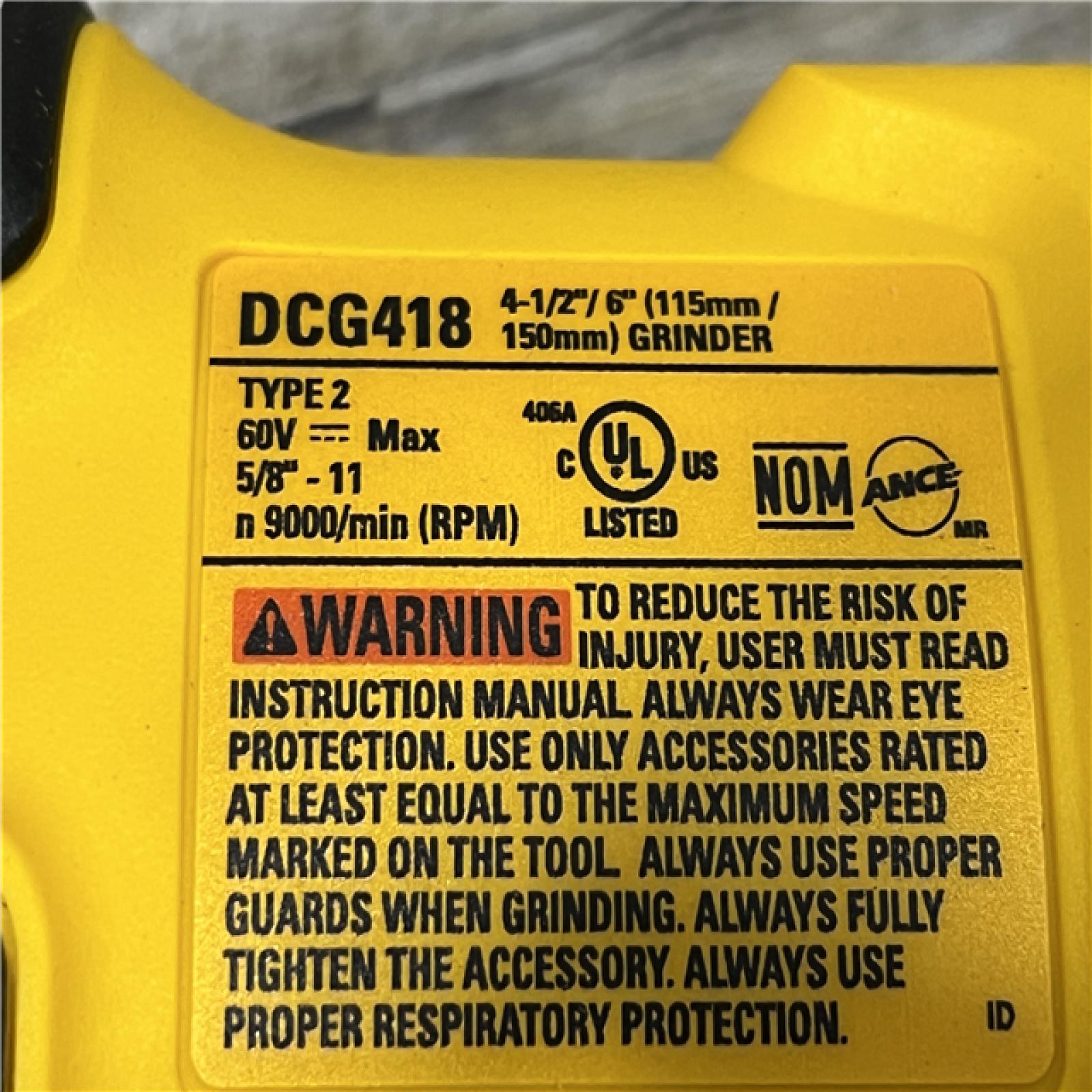 AS-IS DEWALT FLEXVOLT 60V MAX Cordless Brushless 4.5 in. to 6 in. Small Angle Grinder with Kickback Brake (Tool Only)