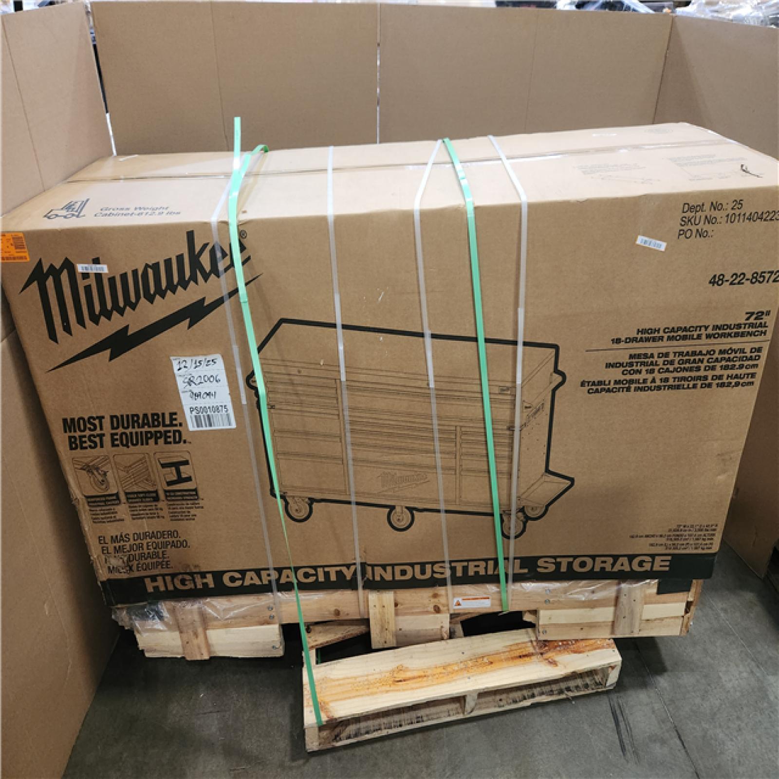 Phoenix NEW Milwaukee High Capacity 72 in. W x 22 in. D 18-Drawer Mobile Workbench with Solid Wood Top