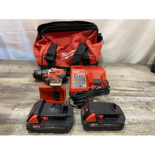 AS-IS Milwaukee 18V Lithium-Ion Brushless Cordless 1/2 in. Compact Drill/Driver Kit
