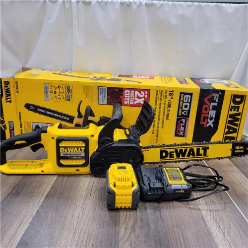 AS-IS  DEWALT FLEXVOLT 60V MAX 16in. Brushless Cordless Battery Powered Chainsaw Kit with (1) FLEXVOLT 2 Ah Battery & Charger