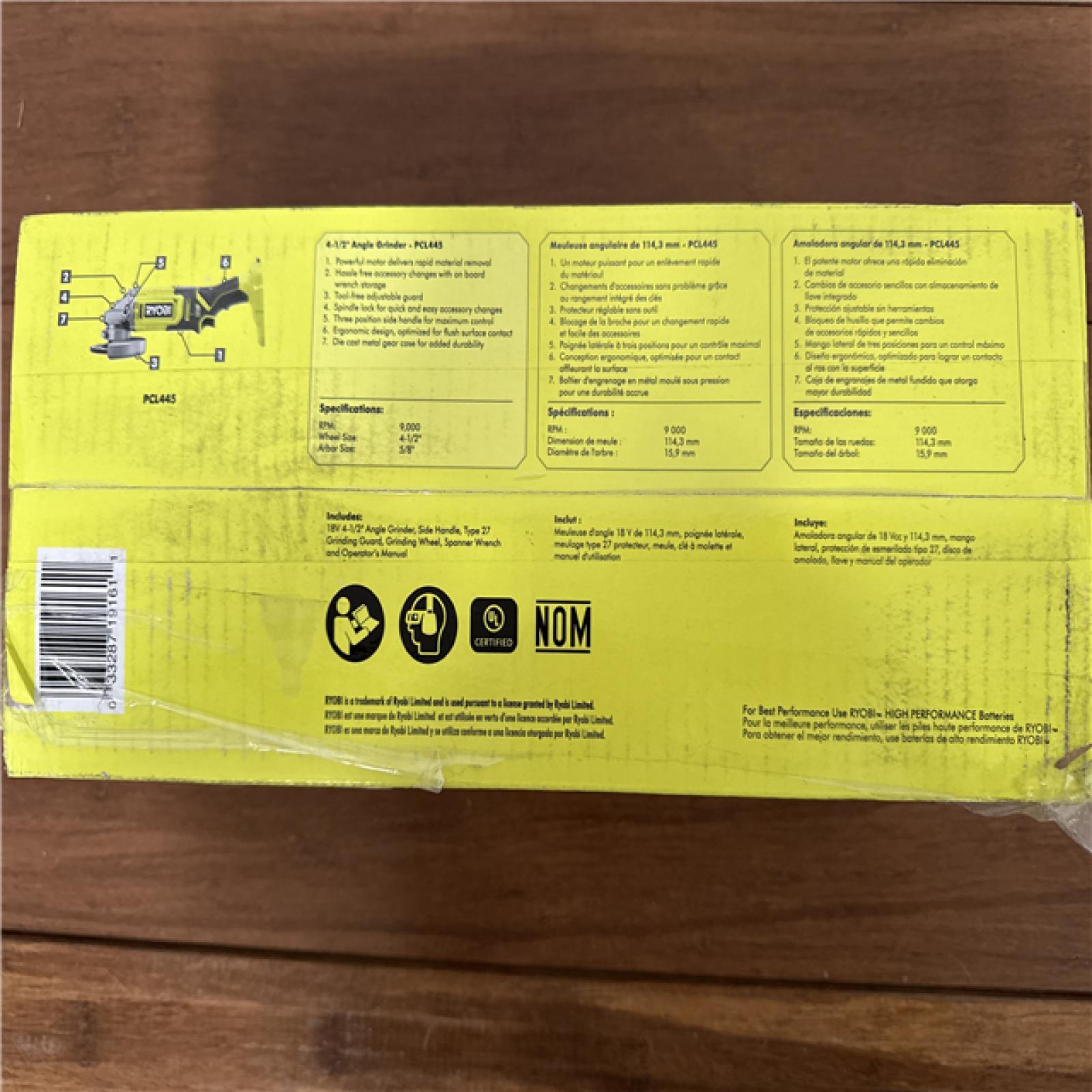 California NEW Ryobi Plus+ 18V 4-1/2 Angle Grinder (Tool Only)