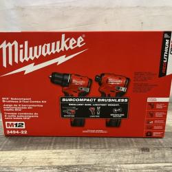 NEW - Milwaukee 12-Volt Lithium-Ion Brushless Cordless Subcompact Drill and Impact Driver Combo Kit