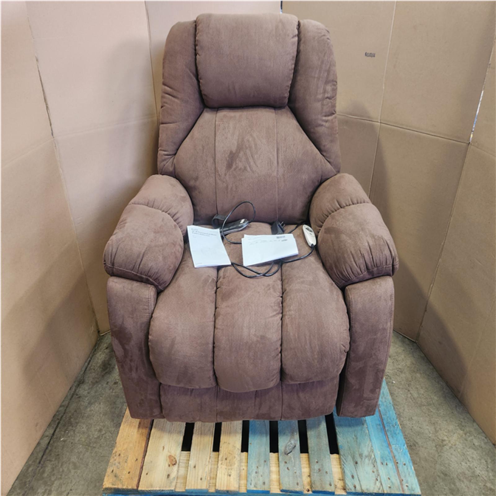 Phoenix LIKE NEW Bestier 40.1 in. W Brown Microsuede Oversize Dual Motor Power Lift Recliner Chair with Massage and Heating