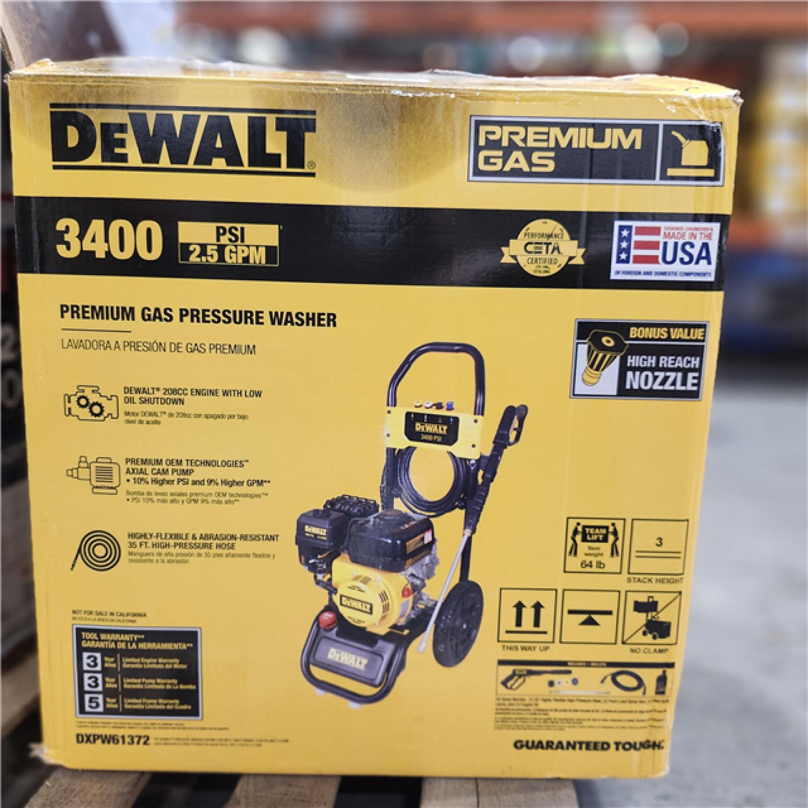 Dallas Location - As-Is DEWALT 3400 PSI 2.5 GPM Gas Pressure Washer