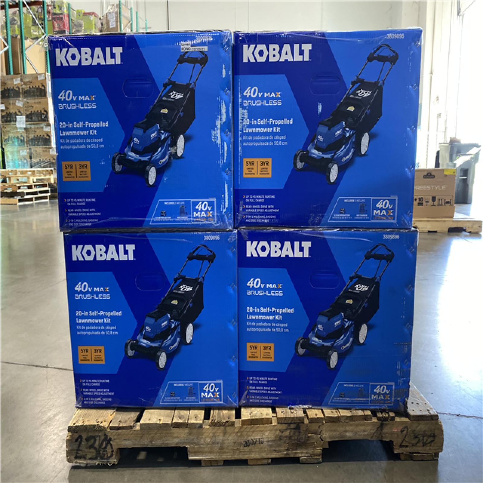 DALLAS LOCATION - Kobalt Gen4 40-volt 20-in Cordless Self-propelled Lawn Mower 6 Ah (1-Battery and Charger Included) PALLET -(4 UNITS)